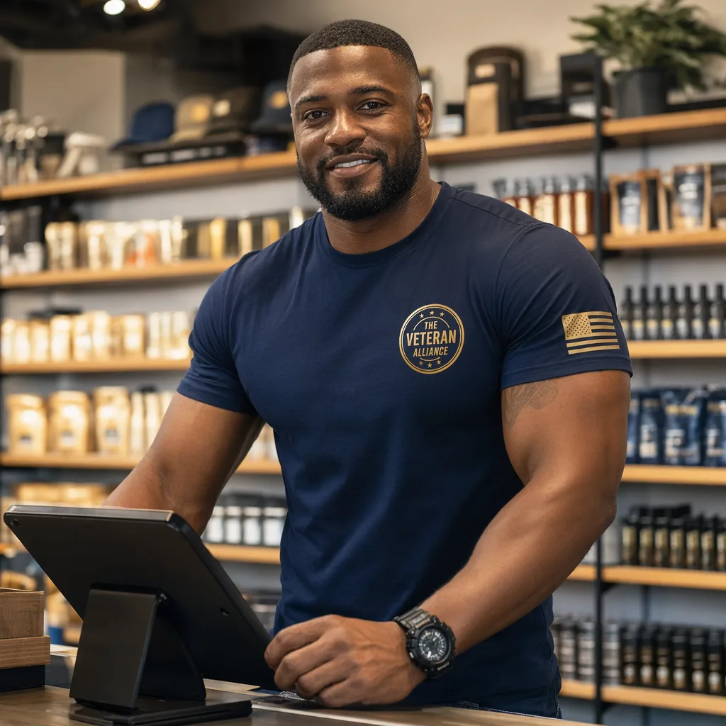 A veteran-owned retail storefront accepting card payments