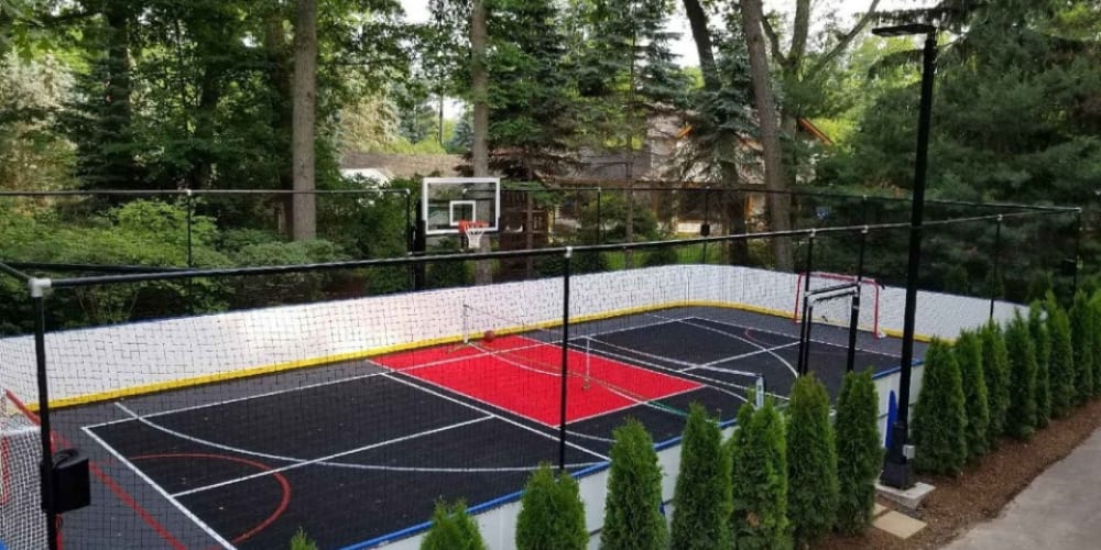 Tennis court ice rink