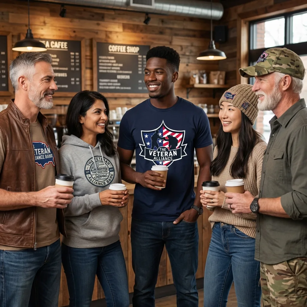 Veterans gathering at a community coffee shop, the kind of social hub a Post provides
